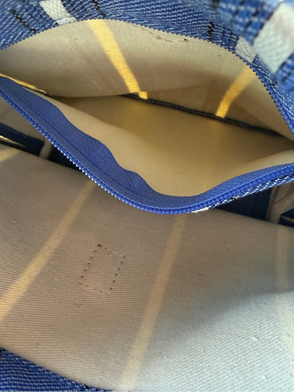 Longchamp Le Roseau Blue and White Striped Bucket Bag - Picture 8 of 10